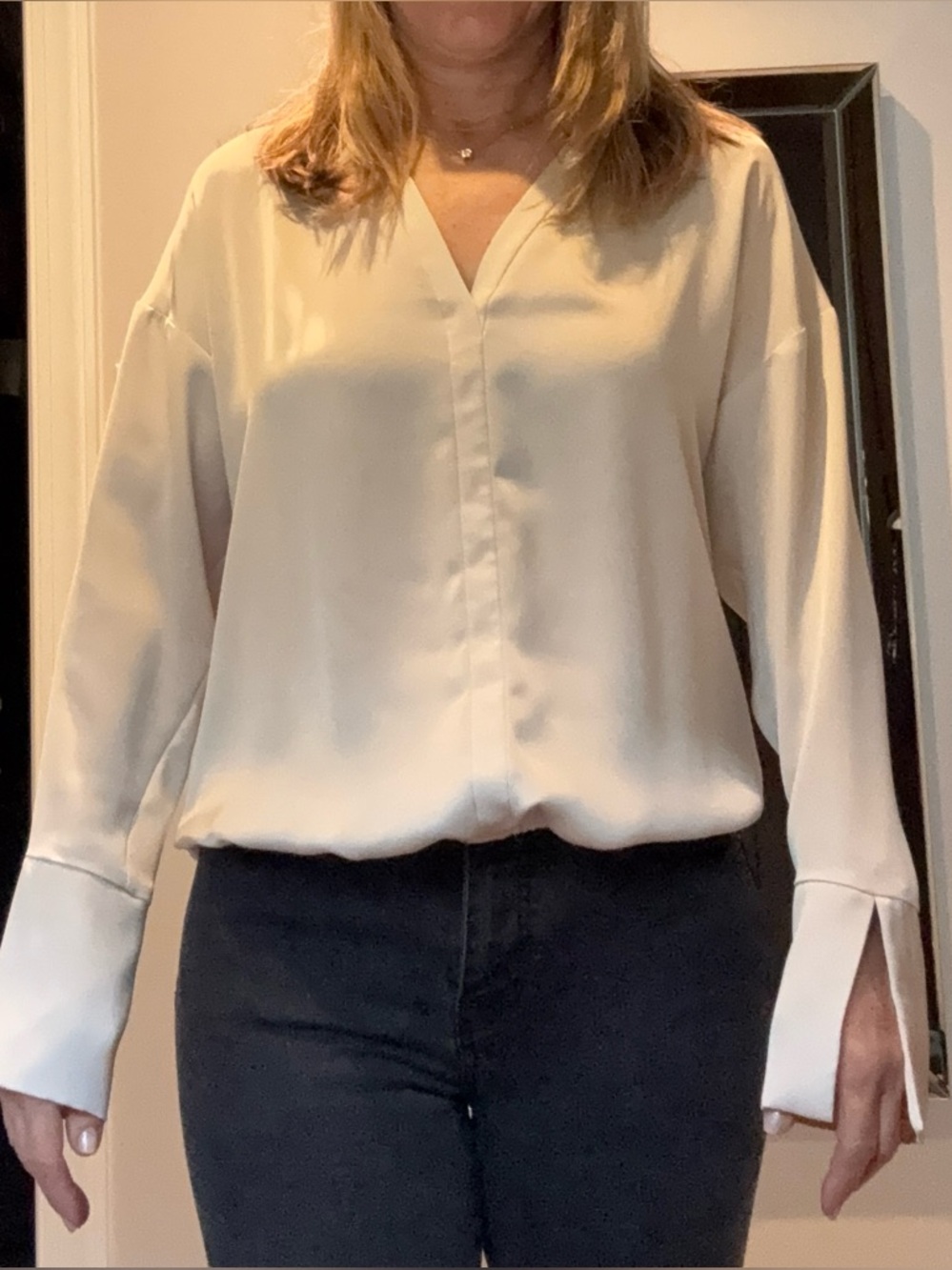 Women’s Ramy Brook V-Neck Long Sleeve Blouse in Cream